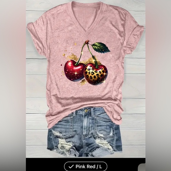Tops - Size large New cherry Leopard T-shirt